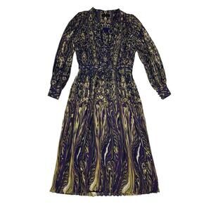 Ellie Tahari The Almada Midi Shirt Dress Puple Multi Size 6 US